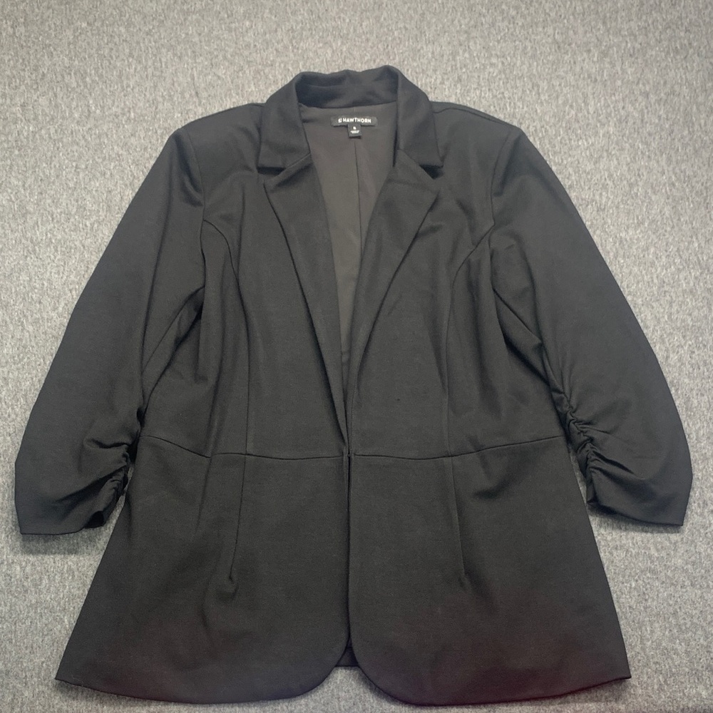41 Hawthorn Black Jacket Rouched 3/4 Sleeves Women's Blazer - Size XL